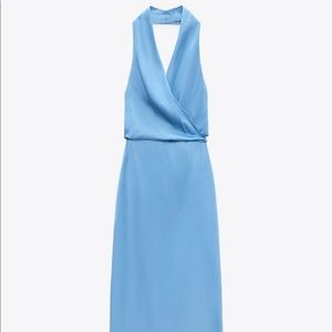 Zara Halter silk midi-dress w/ low back. Worn once to a wedding. Good condition.
